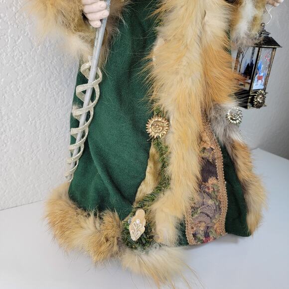 Old World Christmas Santa 24" Tree Table Topper Real Fur Lantern Works Vintage - Picture 6 of 16